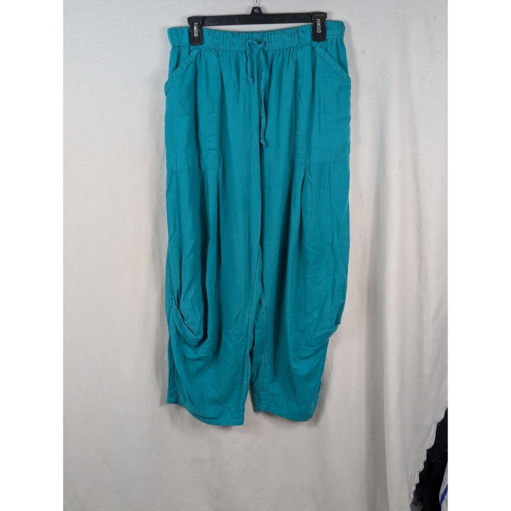 Free People Day's End Linen Pants Blue Women's Size Medium